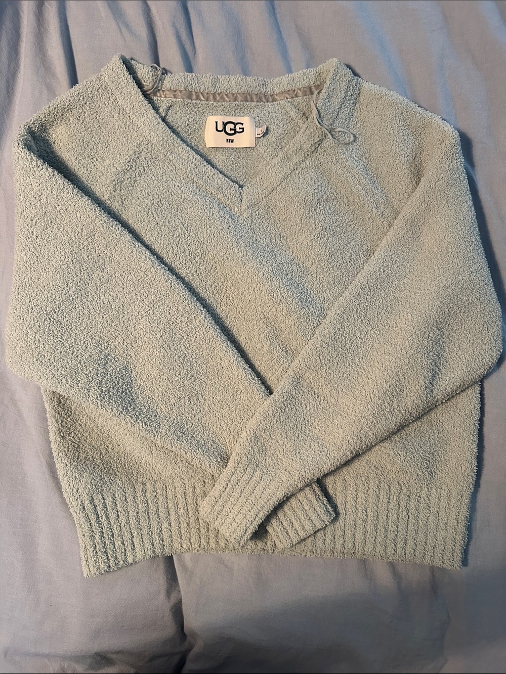 UGG Safiya mint green v neck teddy sweater
